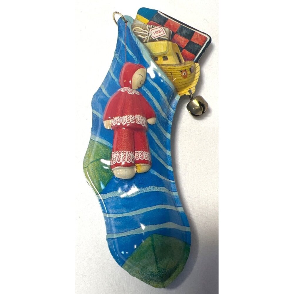 Hallmark Keepsake Ornament Stocked With Joy 1992 Linda Sickman Pressed Tin Artis
